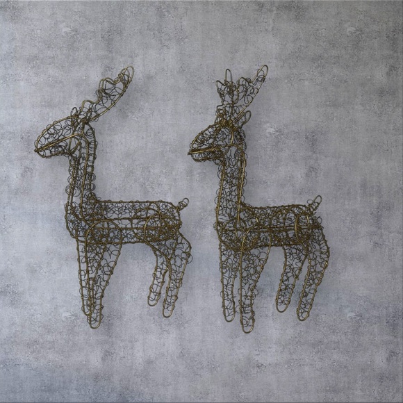 Reindeer Twisted Metal Gold Multicolor Sparkle Christmas Free Standing 15" Tall - Picture 1 of 7